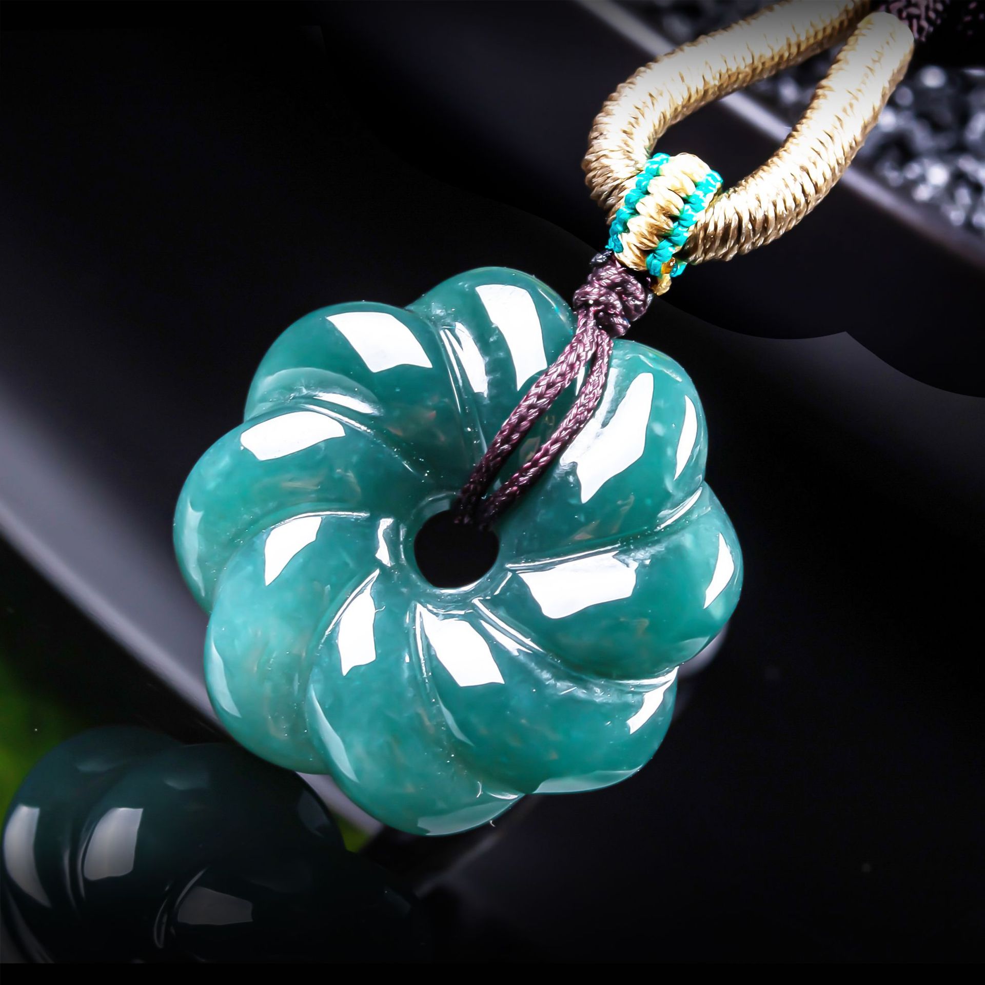 Women'S Fashion - Kalung Liontin Bunga Giok Burma Alami,