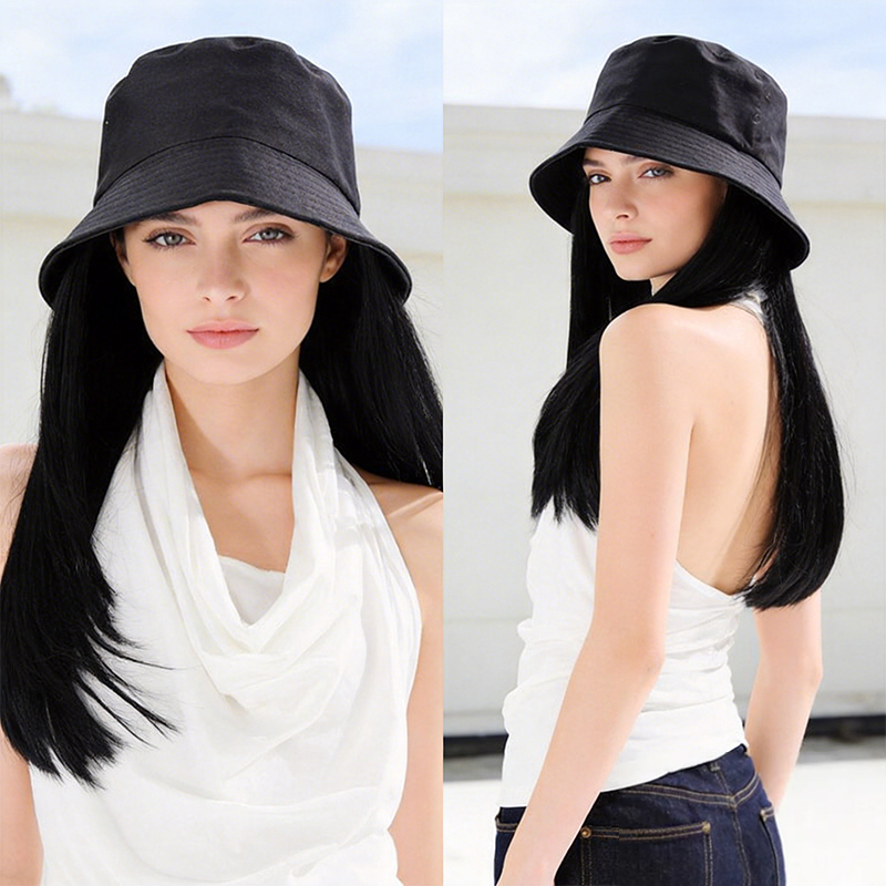 Bucket Hat Women - Topi Bucket Hitam Pelindung Sinar Matahari