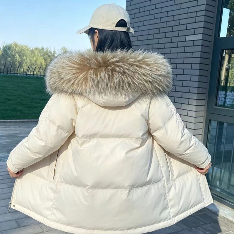 Women'S Fashion Parka - Kerah Bulu Rakun Untuk Jaket Wanita,