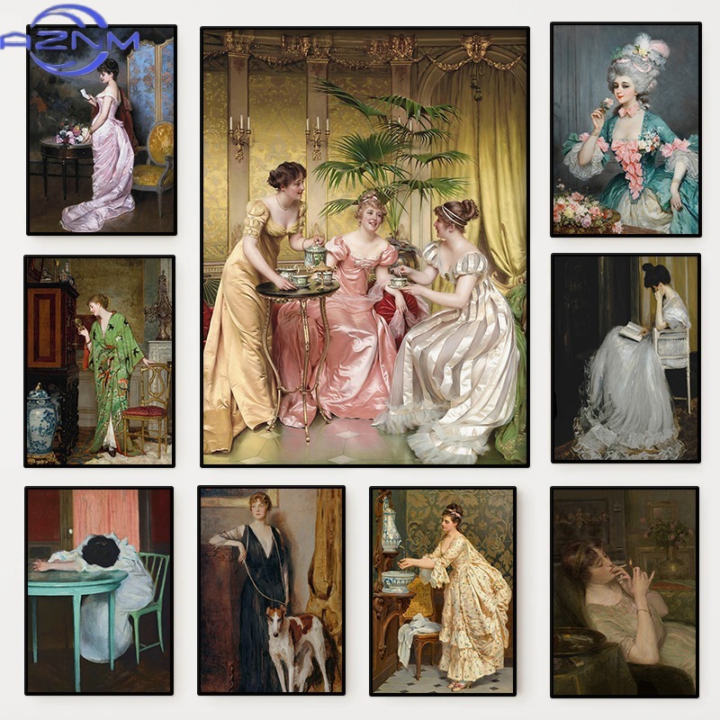 Women'S Fashion Victorian - Poster Potret Wanita Renaisans Lukisan Kanvas