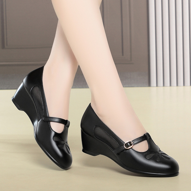 Women'S Fashion Middle Ages - Sepatu Hak Wedge Berjaring Musim Panas
