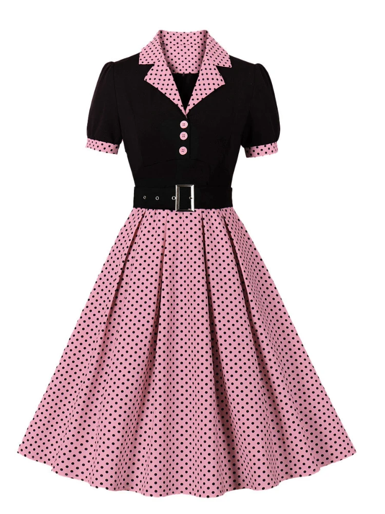 Women'S Fashion From The 60S - Gaun lipit Vintage Polka Dot, gaun