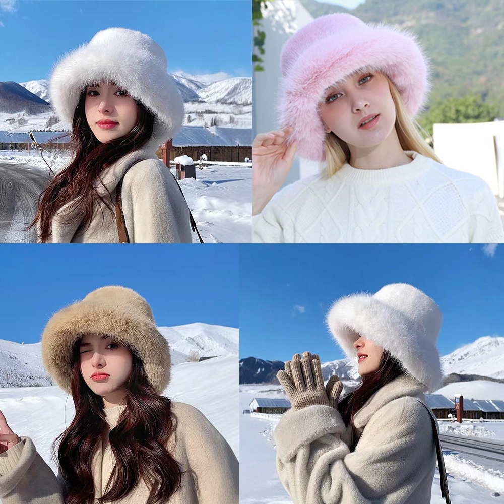 Bucket Hat Women - Topi Bucket Bulu Hangat Baru, Topi