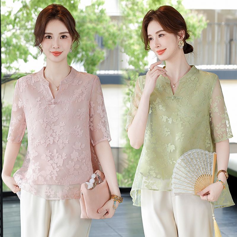 Women Fashion Over 60 - Kaus Lengan Pendek Longgar Modis Musim