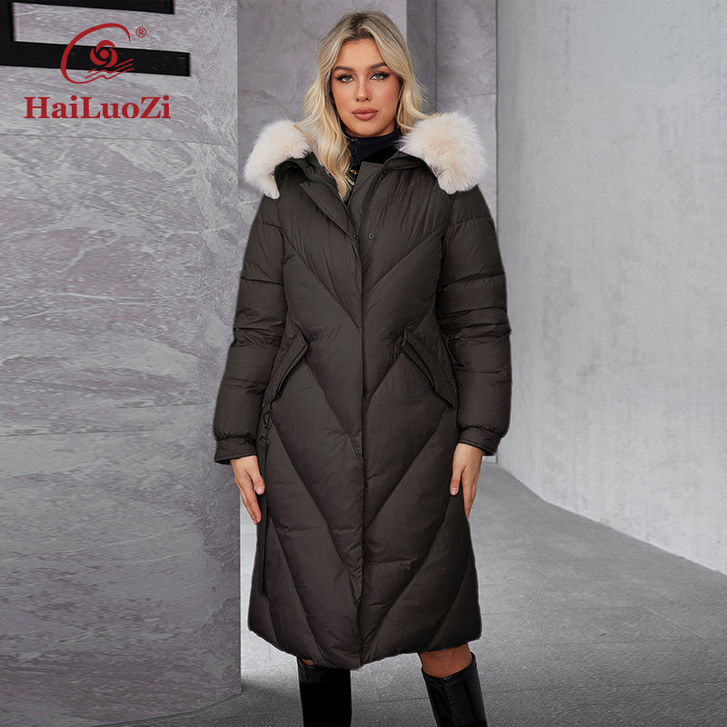 Women'S Fashion Parka - HaiLuoZi 2024 wanita, jaket Parka panjang