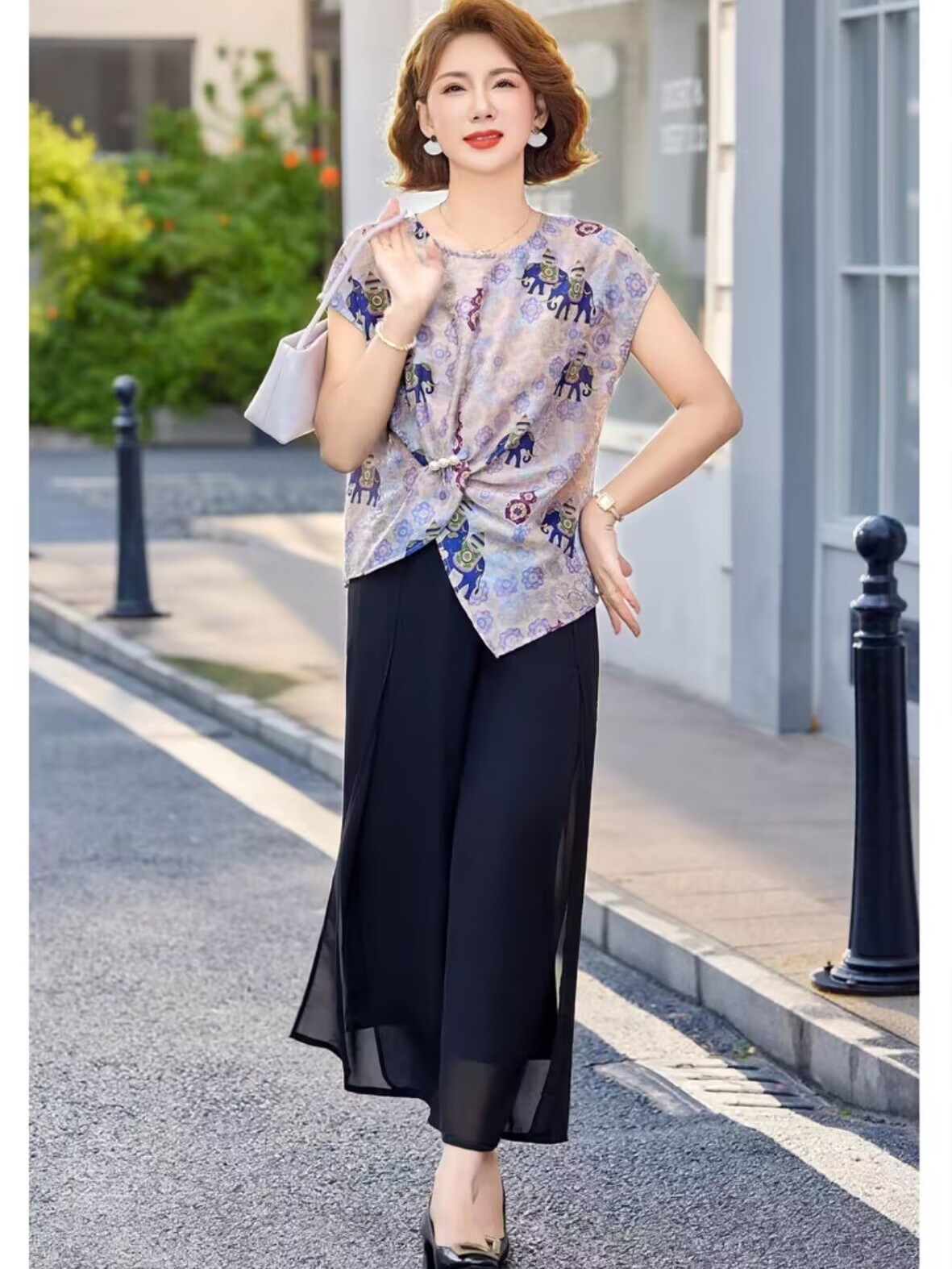 Women Fashion Over 60 - Set Pakaian Musim Panas Modis Setelan