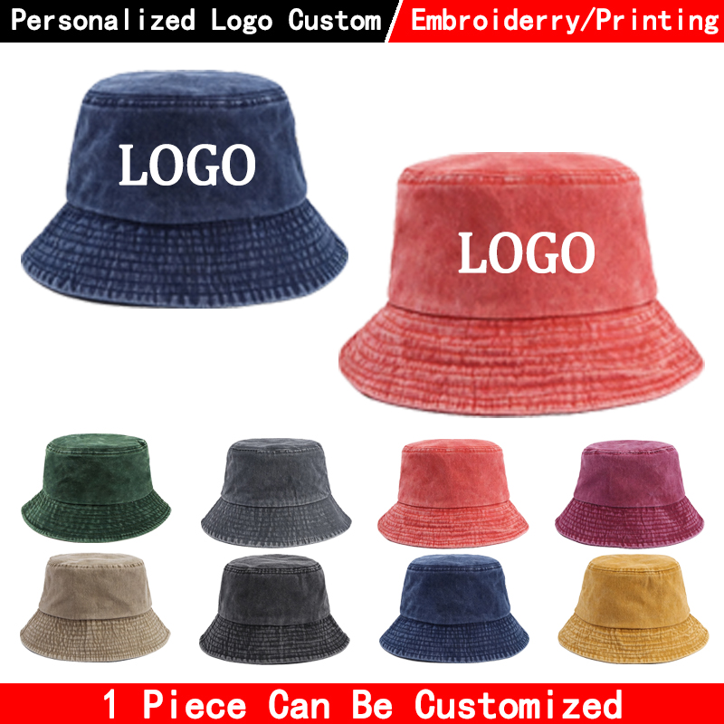 Bucket Hat Women - Topi Bucket Denim dengan Logo Kustom,