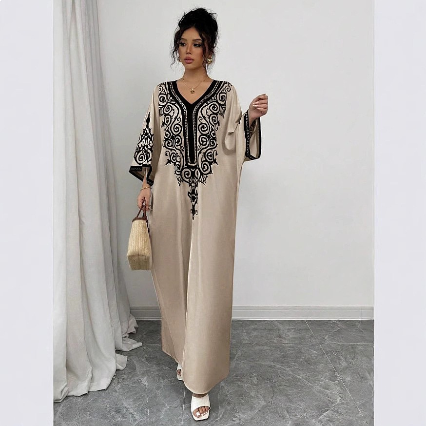 Maxi Dress Boho - Gaun Maxi Bermotif Bunga dengan Kerah