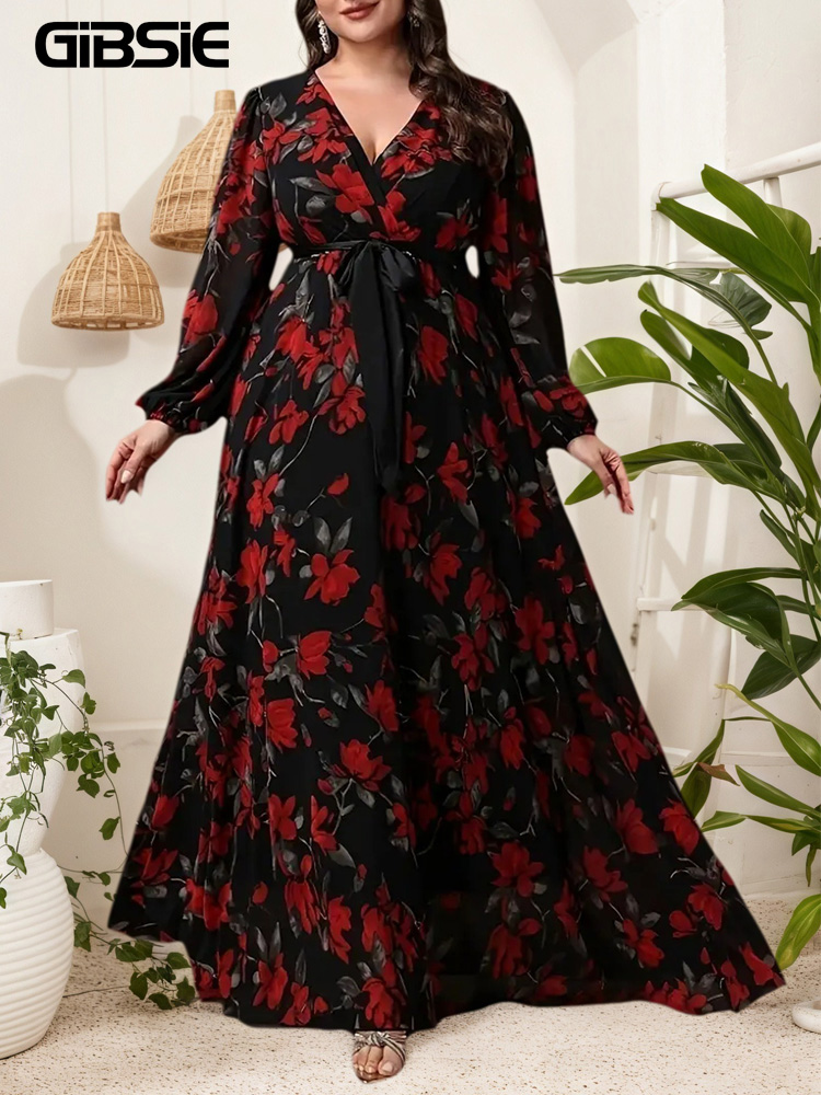 Maxi Dress Boho - Gaun Maxi Elegan Lengan Panjang Motif