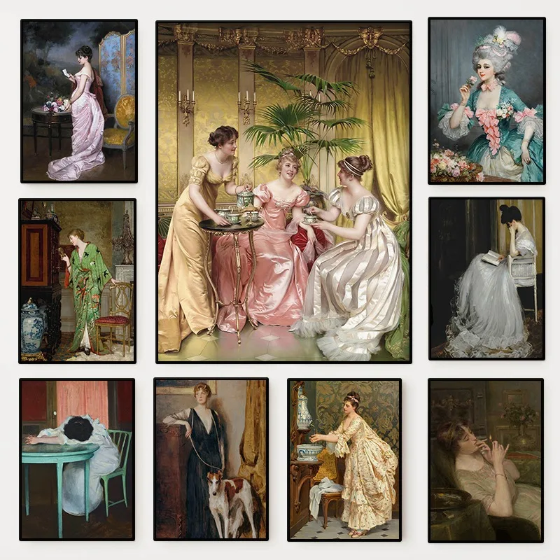 Women'S Fashion Victorian - Poster Potret Wanita Renaisans Lukisan Kanvas