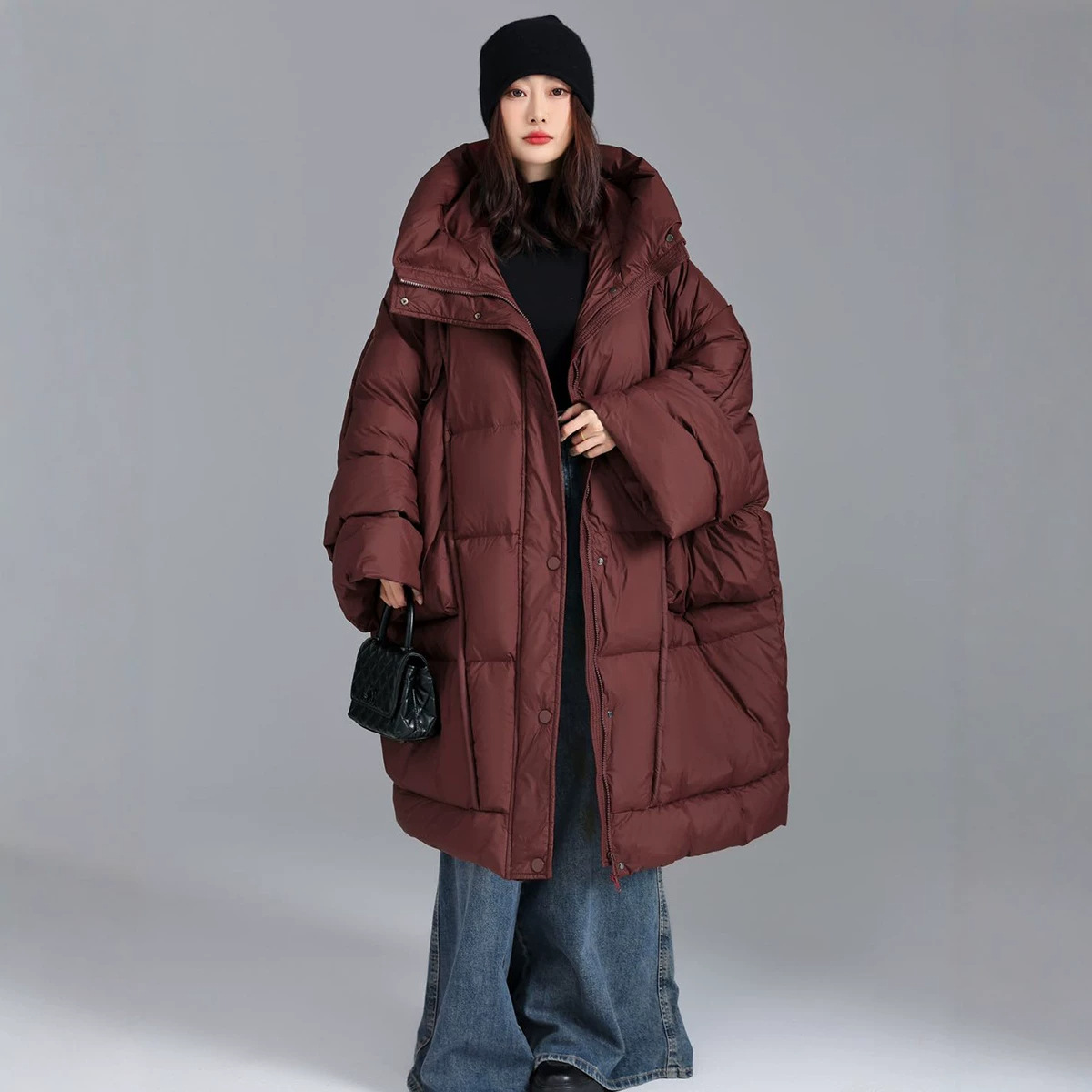 Women'S Fashion Parka - Jaket Musim Dingin Kerah Tinggi Model