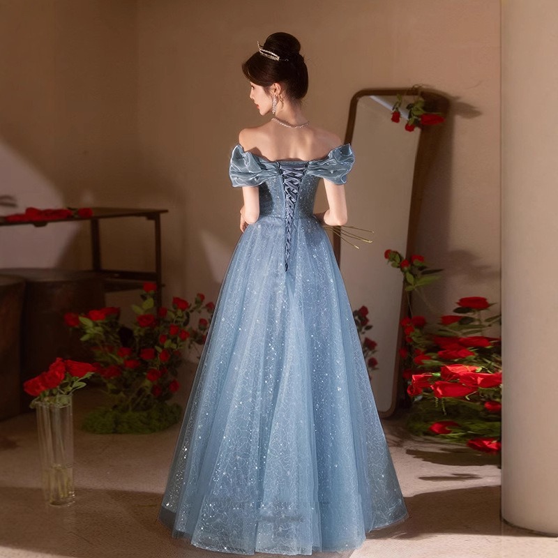Gaun Malam Biru Bordir Satu Ba - Women'S Fashion Middle Ages ulasan dan harga
