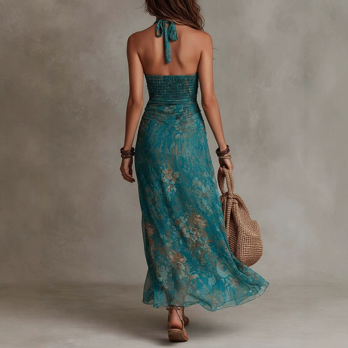 Gaun Boho Wanita dengan Kerah  - Maxi Dress Boho ulasan dan harga