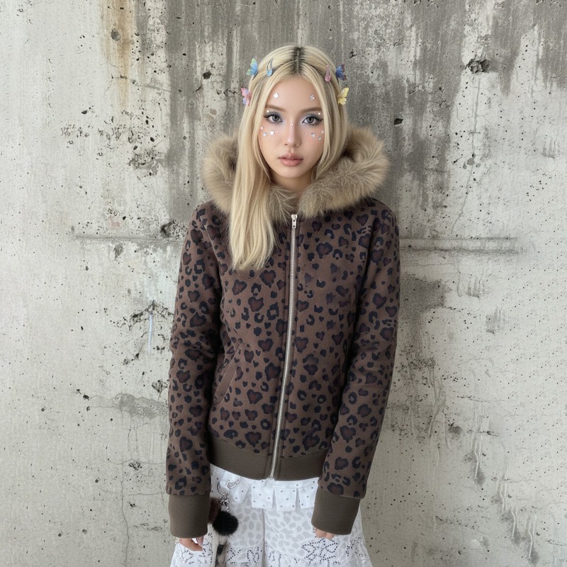 Kardigan Mantel Berkerah Bulu  - Women'S Fashion Zip Up Hoodies ulasan dan harga