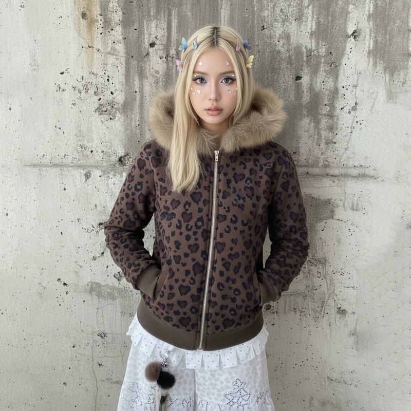 Kardigan Mantel Berkerah Bulu  - Women'S Fashion Zip Up Hoodies ulasan dan harga