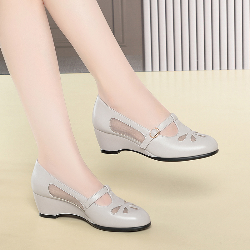 Sepatu Hak Wedge Berjaring Mus - Women'S Fashion Middle Ages ulasan dan harga