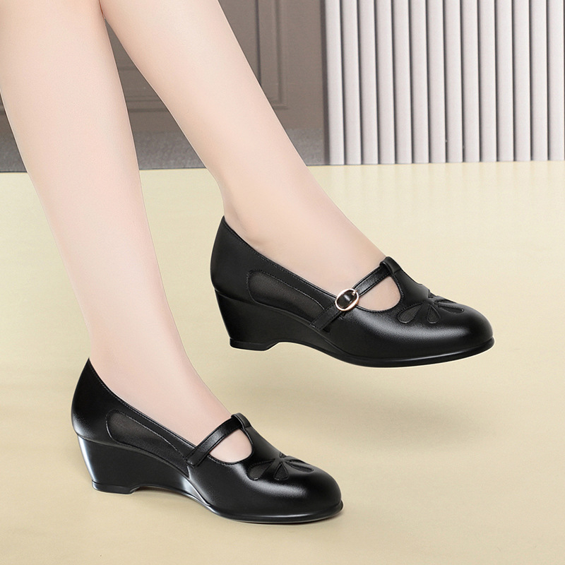Sepatu Hak Wedge Berjaring Mus - Women'S Fashion Middle Ages ulasan dan harga
