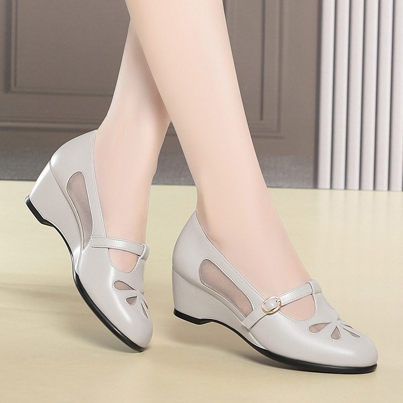 Sepatu Hak Wedge Berjaring Mus - Women'S Fashion Middle Ages ulasan dan harga