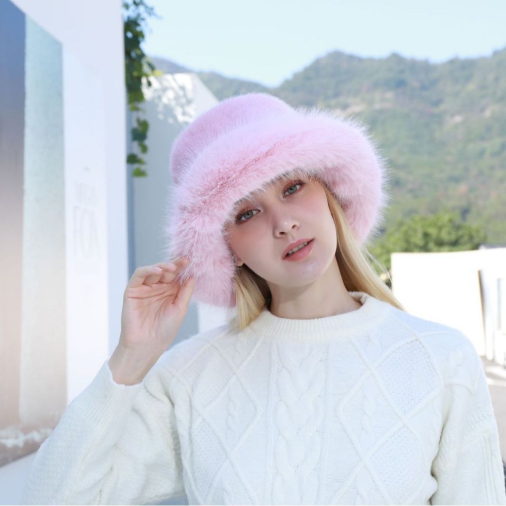 Topi Bucket Bulu Hangat Baru u - Bucket Hat Women ulasan dan harga