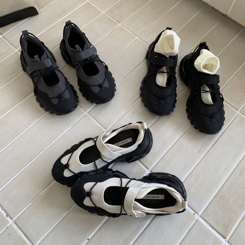 Sepatu Mary Jane Platform Chun - Women'S Fashion Velcro Sneakers ulasan dan harga