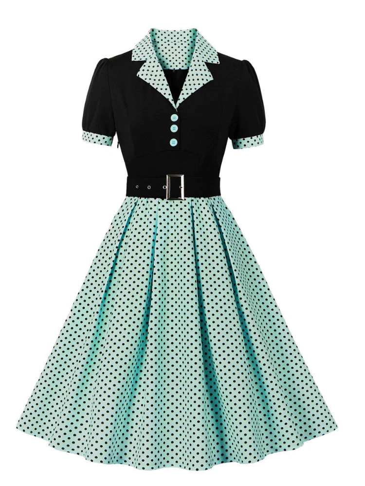 Gaun lipit Vintage Polka Dot,  - Women'S Fashion From The 60S ulasan dan harga