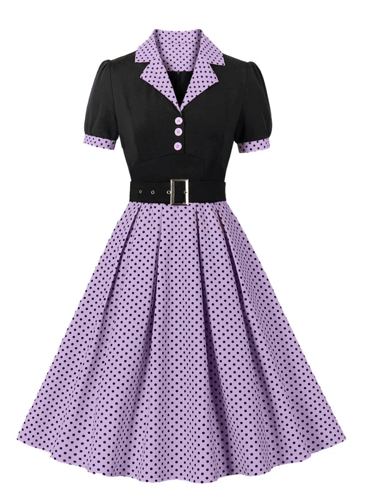 Gaun lipit Vintage Polka Dot,  - Women'S Fashion From The 60S ulasan dan harga