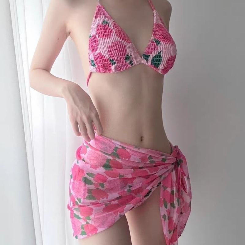 Set Bikini Floral Bergaris Mod - Women'S Fashion Middle Ages ulasan dan harga