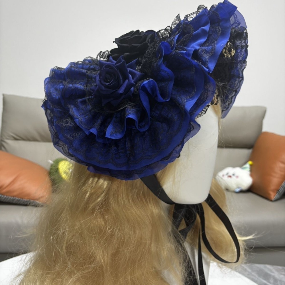 Bonnet Lolita Hitam Merah Biru - Women'S Fashion Victorian ulasan dan harga