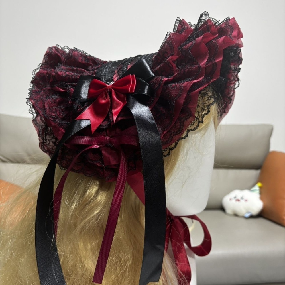 Bonnet Lolita Hitam Merah Biru - Women'S Fashion Victorian ulasan dan harga