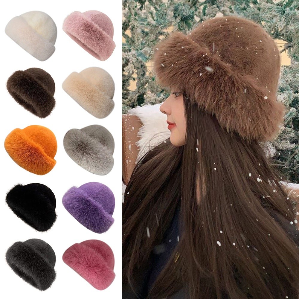 Topi Musim Dingin Bulu Halus B - Bucket Hat Women ulasan dan harga