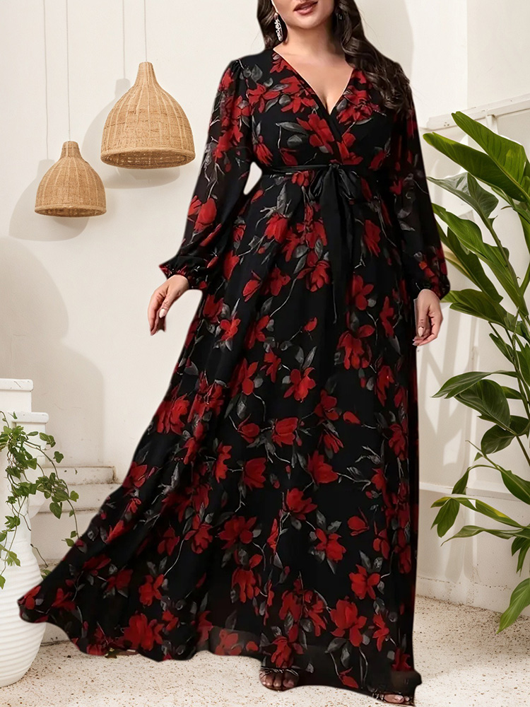 Gaun Maxi Elegan Lengan Panjan - Maxi Dress Boho ulasan dan harga