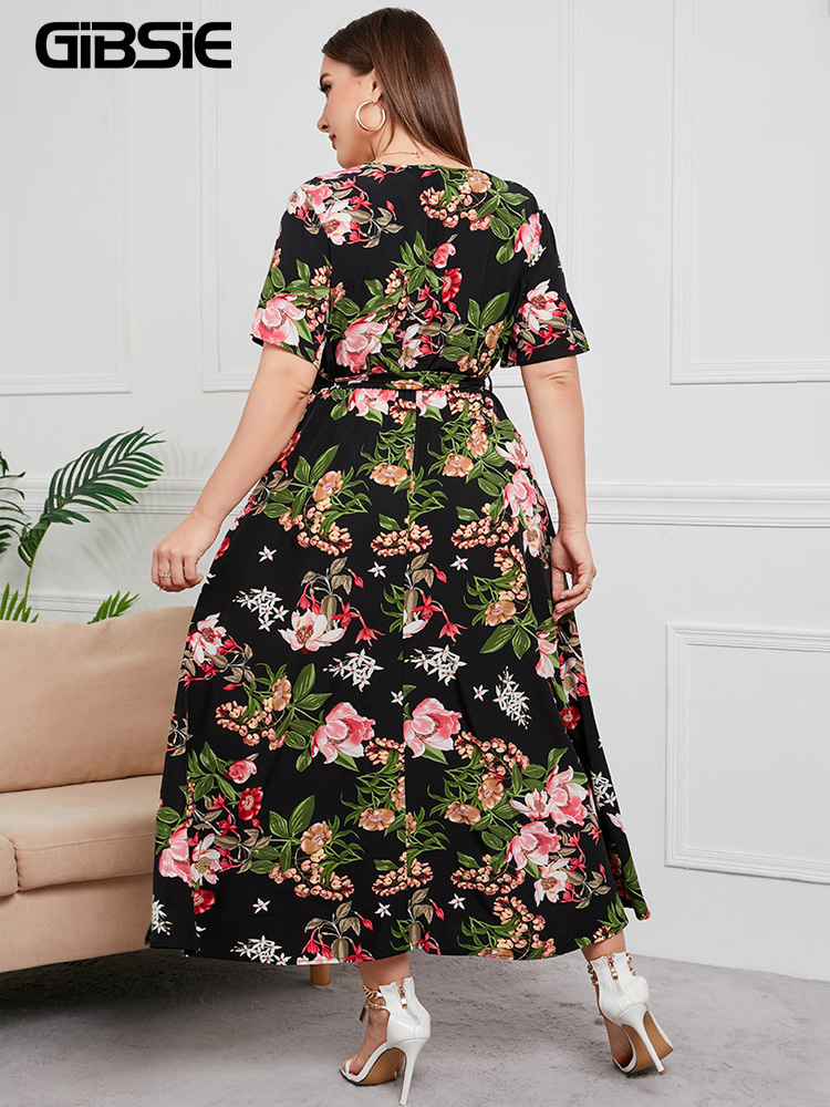 Gaun Boho Motif Bunga Kerah V  - Maxi Dress Boho ulasan dan harga