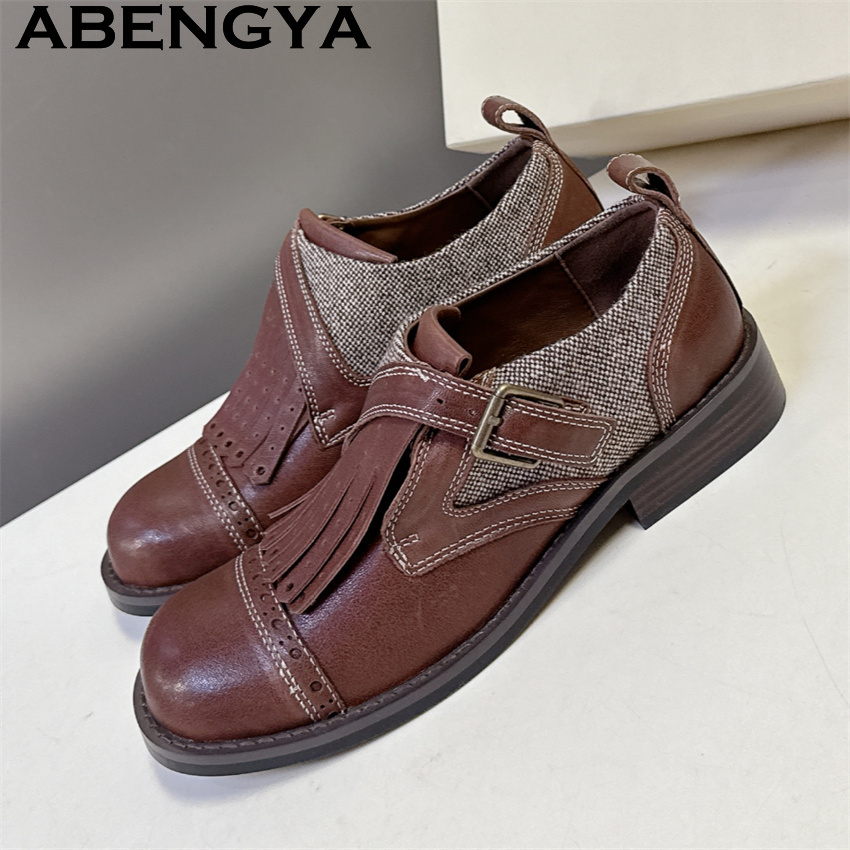 Sepatu Flat Kulit Asli Cokelat - Women Fashion Week 2026 ulasan dan harga