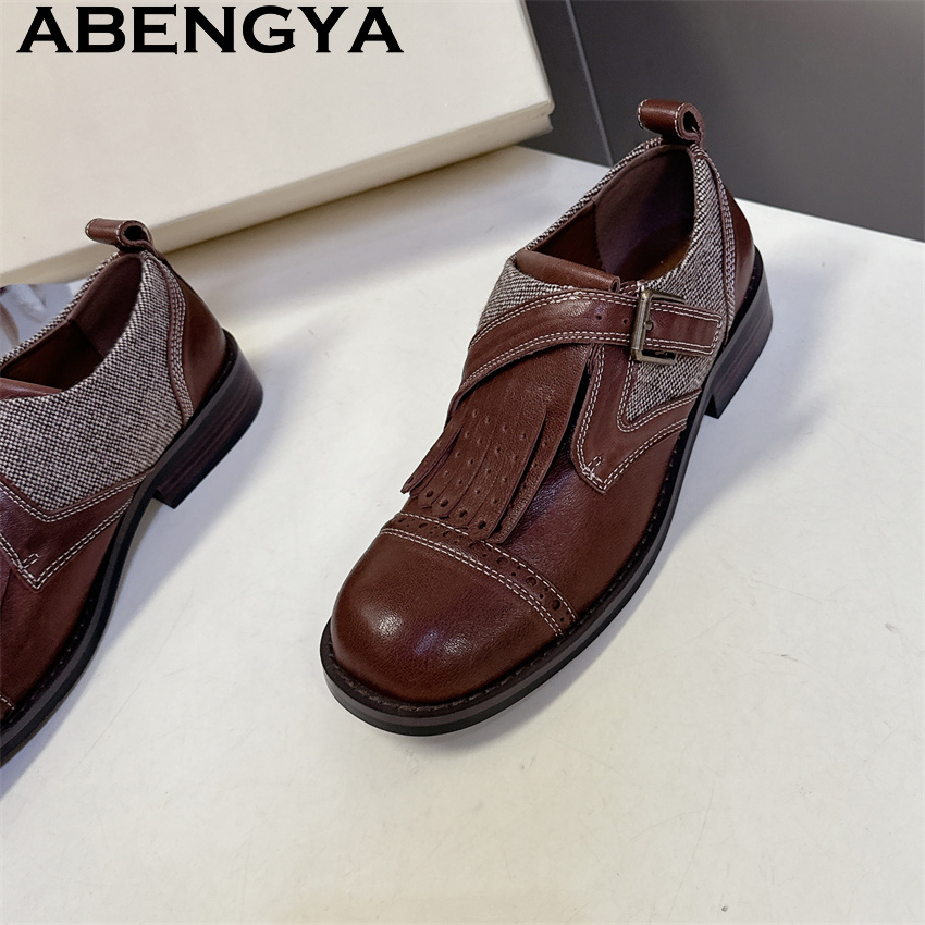 Sepatu Flat Kulit Asli Cokelat - Women Fashion Week 2026 ulasan dan harga