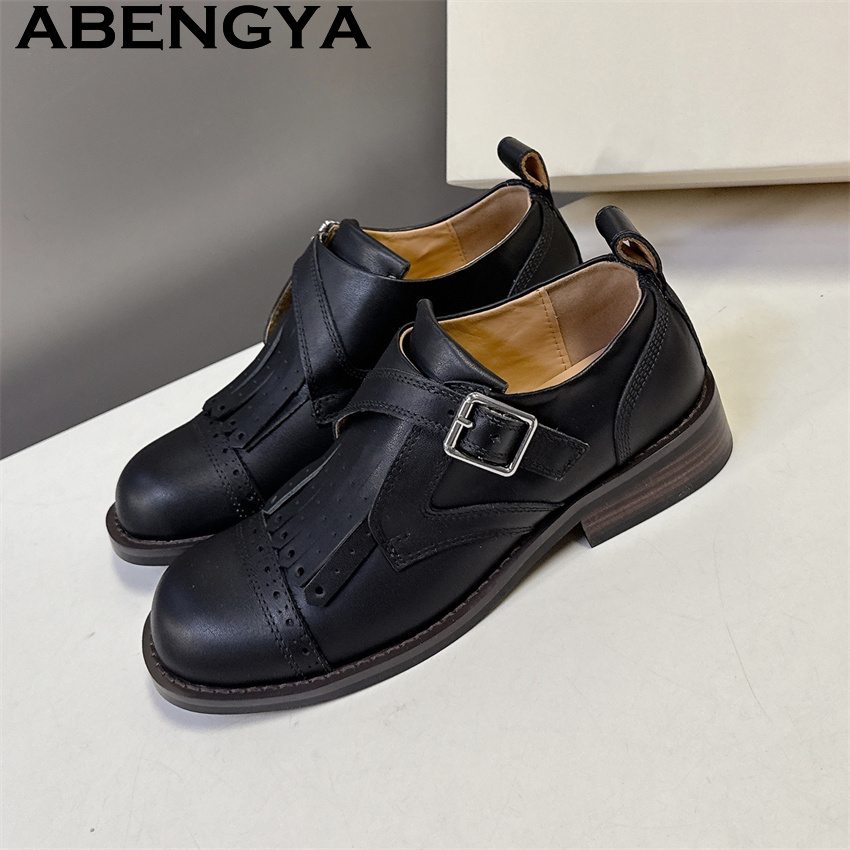 Sepatu Flat Kulit Asli Cokelat - Women Fashion Week 2026 ulasan dan harga