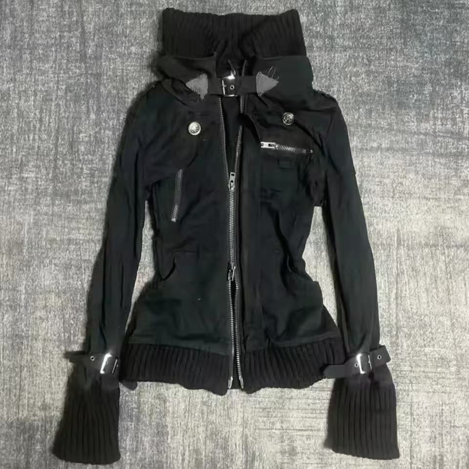 Hoodie Y2K Gothic Hitam Slim d - Women'S Fashion Zip Up Hoodies ulasan dan harga