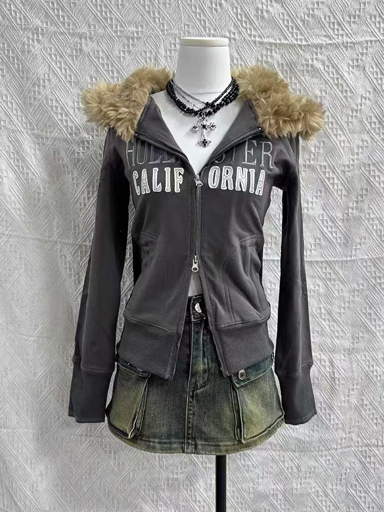 Jaket Hoodie Retro Gaya Haraju - Women'S Fashion Zip Up Hoodies ulasan dan harga